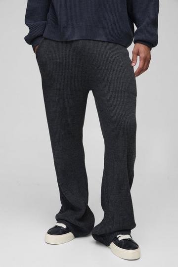 Slim Fit Flared Ribbed Cross Knitted Jogger charcoal