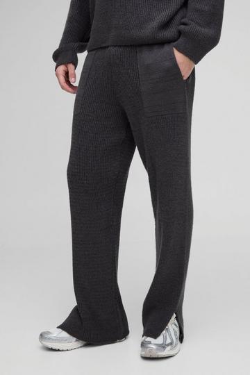 Relaxed Split Hem Brushed Rib Knitted Joggers charcoal