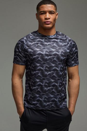 Man Active Regular Fit Performance T-Shirt Met Abstracte Print black