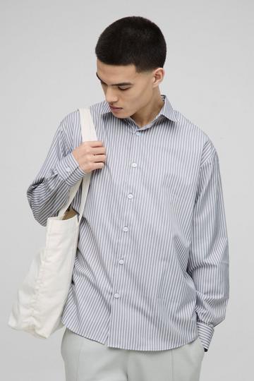 Super Oversized Stripe Long Sleeve Shirt white