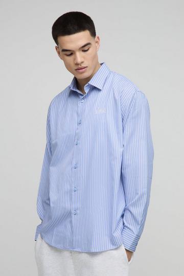 Homme Super Oversized Stripe Long Sleeve Shirt blue