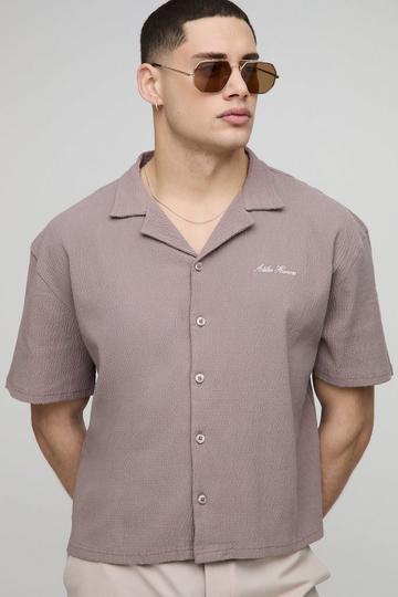 Oversized Atelier Homme Boxy Seersucker Crinkle Shirt mauve