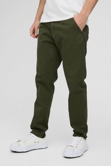 Fixed Waist Straight Chino Trousers dark green