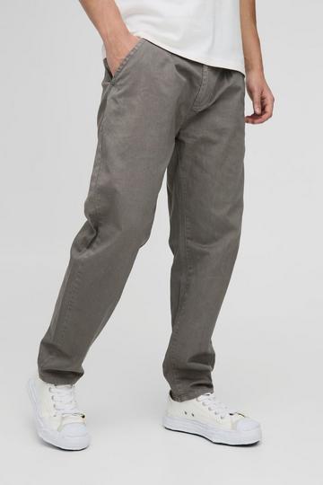 Fixed Waist Relaxed Cropped Pleated Chino Trousers taupe