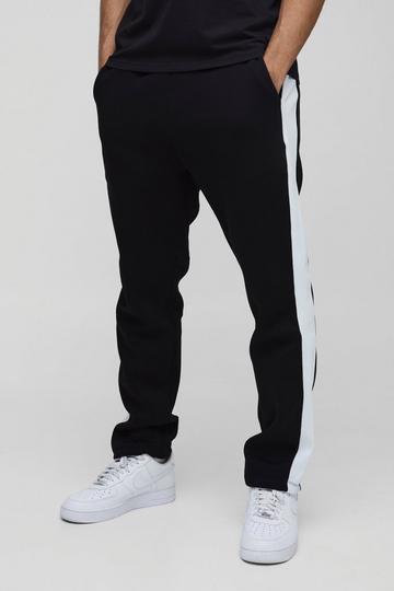 Straight Leg Jacquard Panel Jogger black