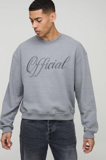 Boxy Varsity Contrast Embroidered Sweatshirt charcoal