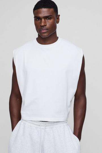 Oversized Boxy Gekrompen Tank Top white