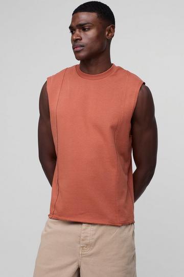 Dikke Boxy Drop Shoulder Tank Top Met Naaddetail rust