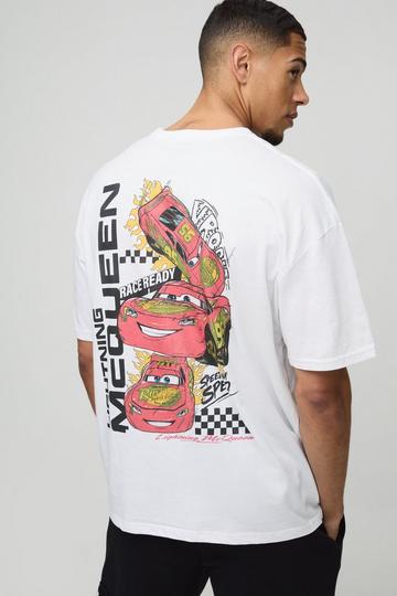 Oversized Disney Lightning McQueen License Print T-Shirt white