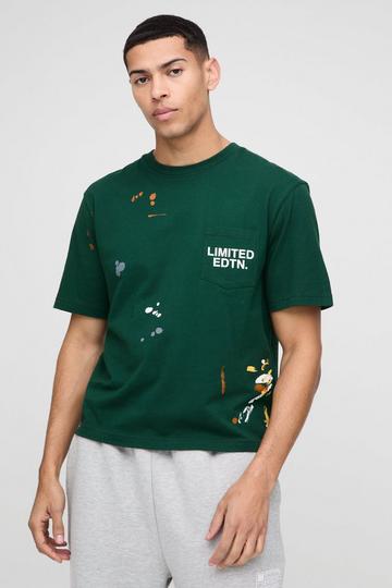 Boxy Limited Edition T-Shirt Met Verfspetters green