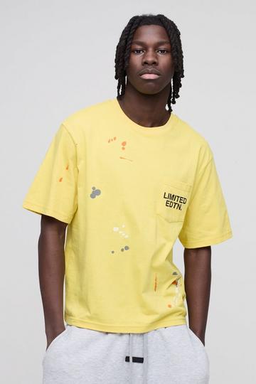 Boxy Limited Edition T-Shirt Met Verfspetters yellow