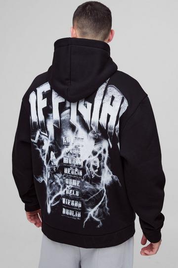 Black Oversized Large Scale Gothic Reaper Graphic Hoodie