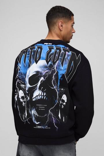 Oversized Gothic Schedel Trui Met Print black