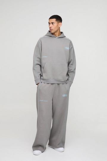 Oversized Homme Trainingspak Met Extreem Wide Leg Capuchon En Biezen grey