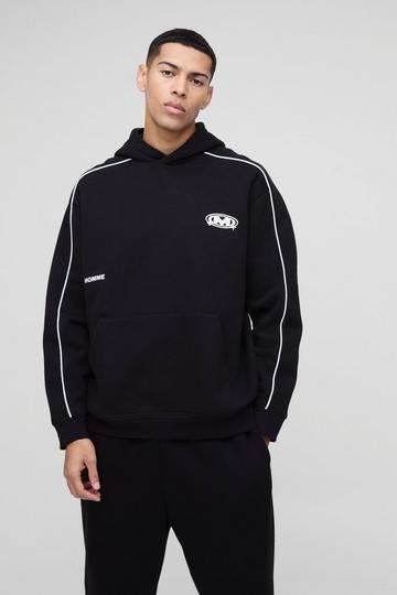 Oversized Homme Hoodie Met Biezen black