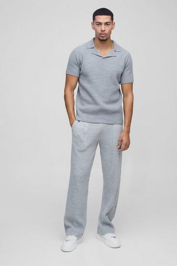 Ribbed Knitted Jogger light grey