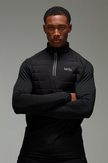 Man Active Winterized Lightweight Quilted 1/4 Zip black