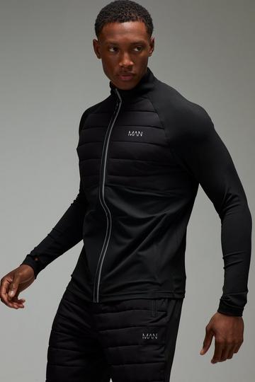 Man Active Winterized Lightweight Quilted Track Jacket black