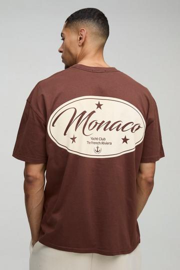 Oversized Monaco Print T-Shirt chocolate