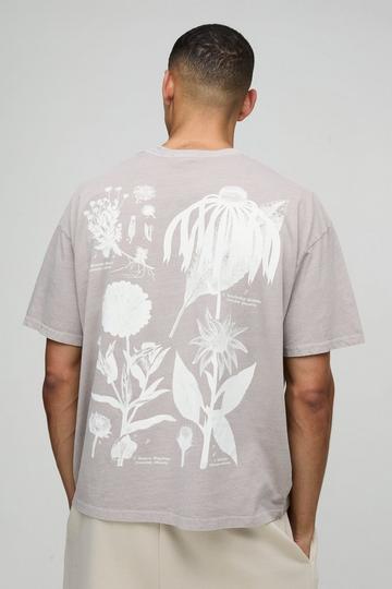 Oversized Boxy Pour Homme Floral Washed T-Shirt mocha