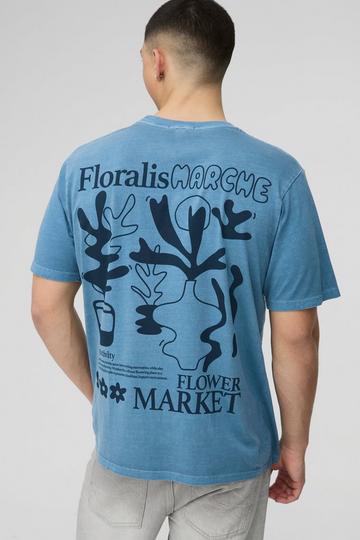 Gebleekt Bloemen T-Shirt Met Plantenprint navy