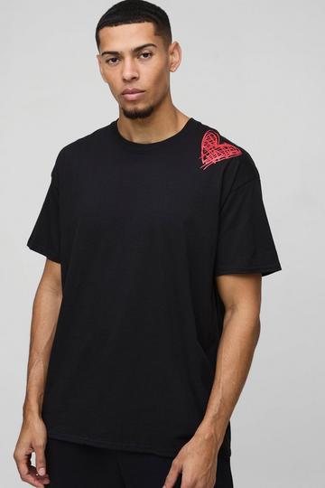 Oversized Grafitti Hartjes T-Shirt black