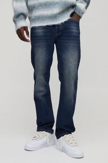 Extreem Gebleekte Jeans Met Rechte Pijpen En Geweven Label vintage blue