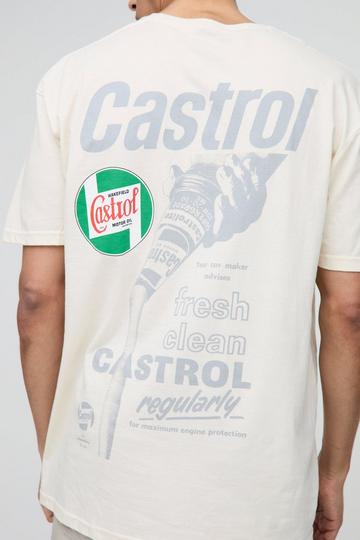 Oversized Castrol Racing License Print T-Shirt ecru