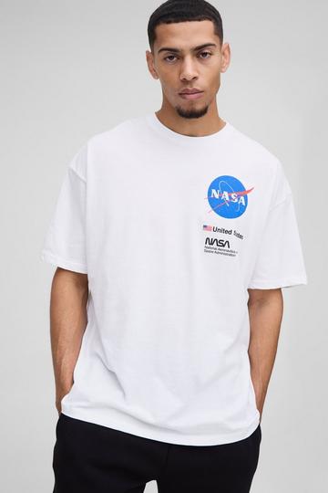 Oversized Nasa License Print T-Shirt white