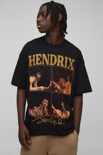 Oversized Jimi Hendrix License Print T-Shirt black