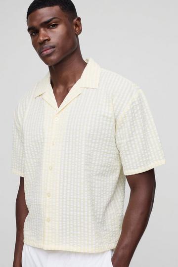 Oversized Boxy Seersucker Revere Shirt yellow