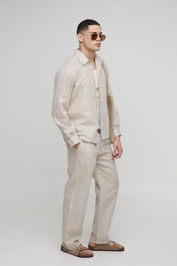 Oversized Stripe Shirt & Relaxed Trouser Set stone