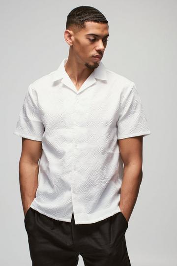 Regular Fit Geo Jacquard Shirt white