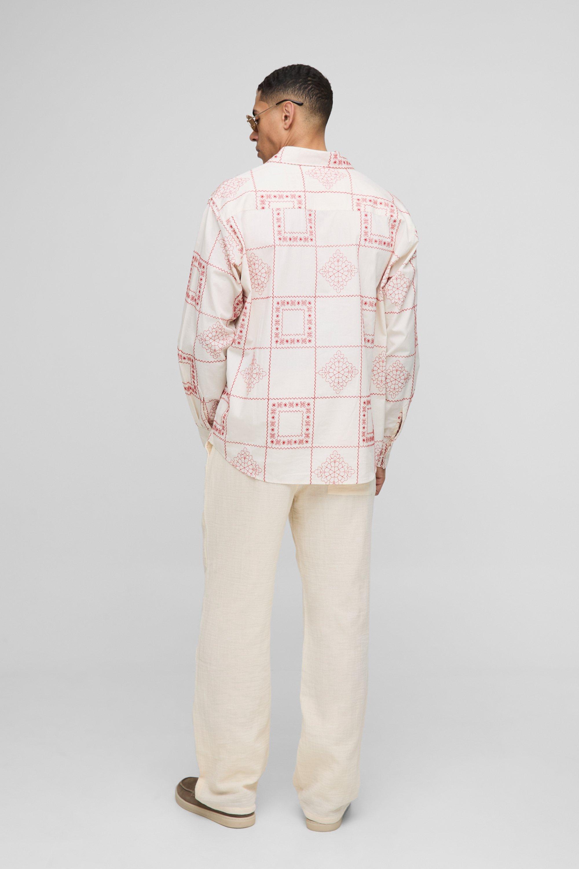 Super Oversized Long Sleeve Embroidered Poplin Shirt Super Oversized Long Sleeve Embroidered Poplin Shirt