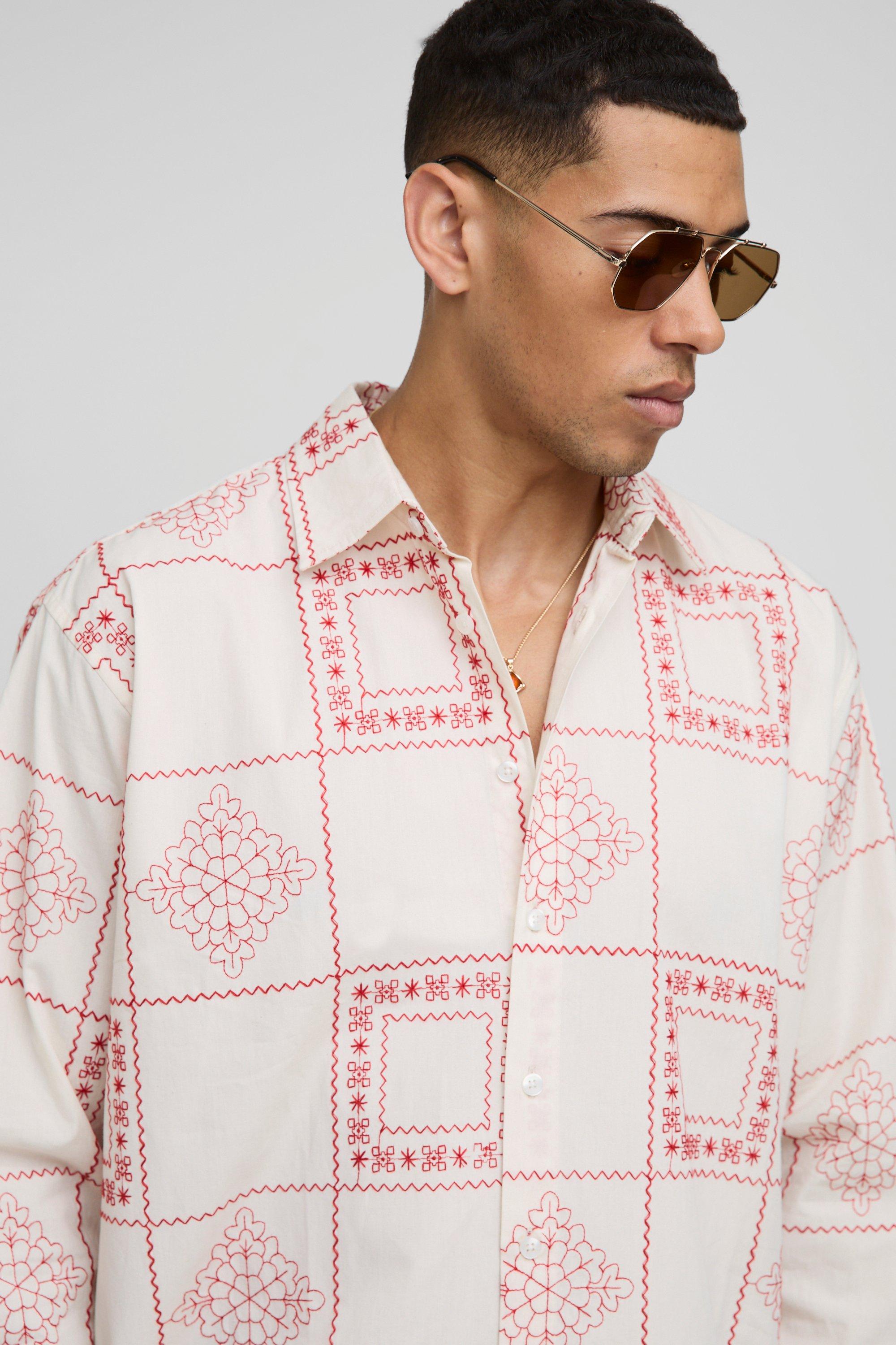 Super Oversized Long Sleeve Embroidered Poplin Shirt Super Oversized Long Sleeve Embroidered Poplin Shirt