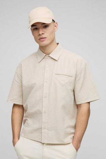 Oversized Boxy Stripe Welt Pocket Shirt yellow