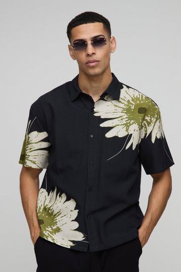Chemise oversize effet fleurie black