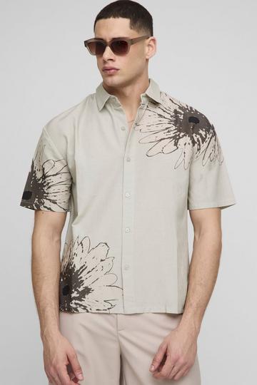 Chemise oversize effet fleurie stone