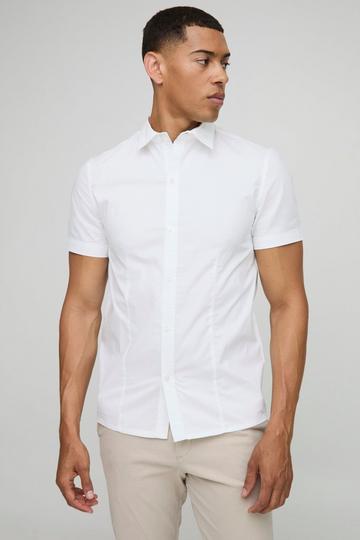 Basic Slim Fit Met Korte Mouwen En Kraag white