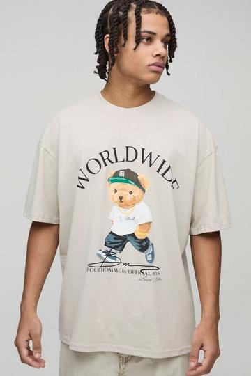 Oversized Teddy Worldwide T-Shirt stone