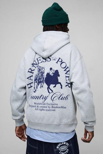 Oversized Worldwide Paarden Hoodie Met Print grey marl