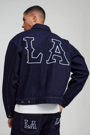 Boxy Denim LA Embroidery Denim Jacket indigo