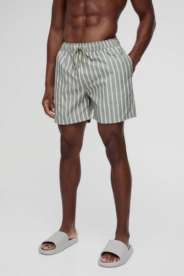 Mid Length Stripe Swim Short khaki