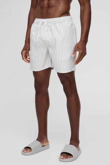 Mid Length Stripe Swim Short grey