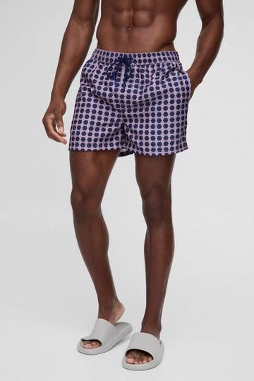 Short Length Geo Print Swim Short mauve