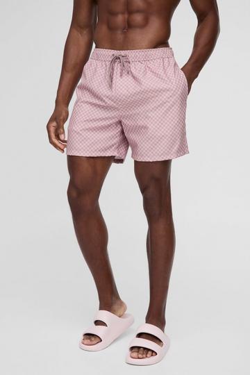 Mid Length Checkerboard Swim Short taupe