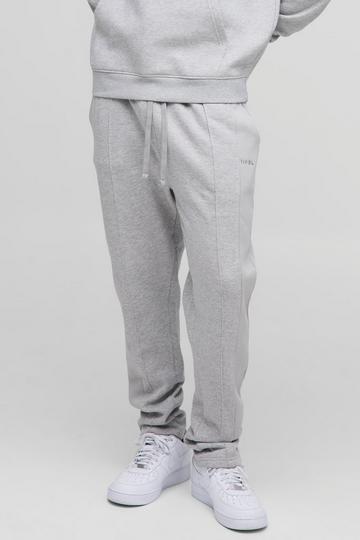 Slim Fit Man Colour Block Pintuck Joggers grey marl