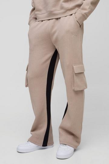 Regular Fit Cargo Joggingbroek Met Gusset Detail taupe