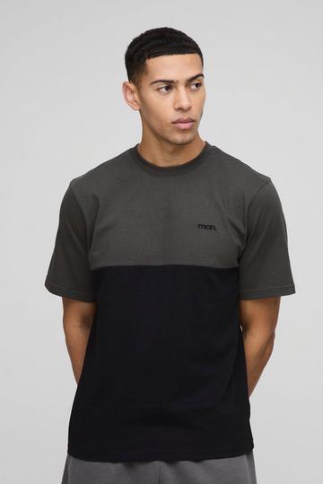 Black Regular Fit Man Colour Block T-Shirt