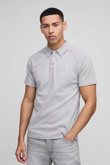 Slim Fit Man Raglan Interlock Polo grey